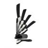 Комплект 4 керамични ножа (черни), белачка + стойка